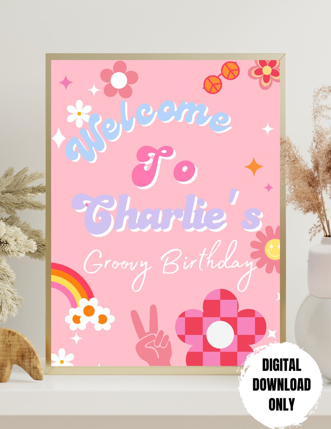 Groovy Birthday Welcome Sign |hippie Party Decorations| Two Groovy ...