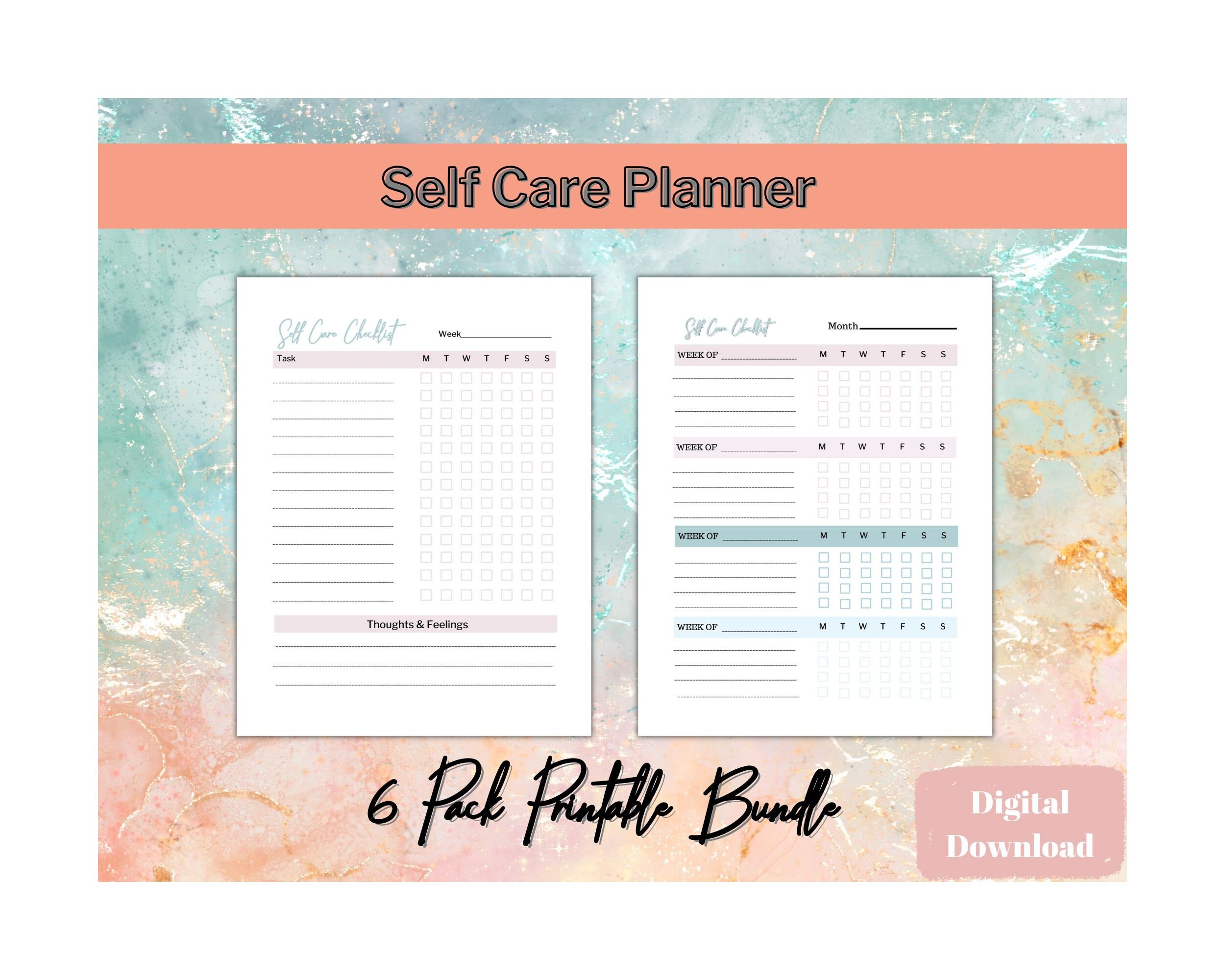 Self Care Planner Check List for Mental Health and Wellness, Self Love ...