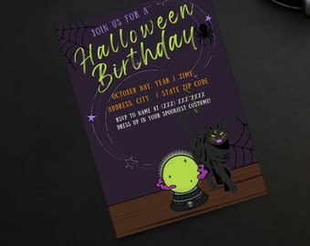Cat Halloween Digital Invitation