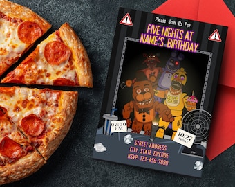 Five Nights at Freddy's Digital Invitation for Birthday, Sleepover or Movie