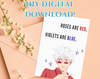 DIY Inspired Gojo JJK Valentine's, Birthday, Funny Card for Download and Print