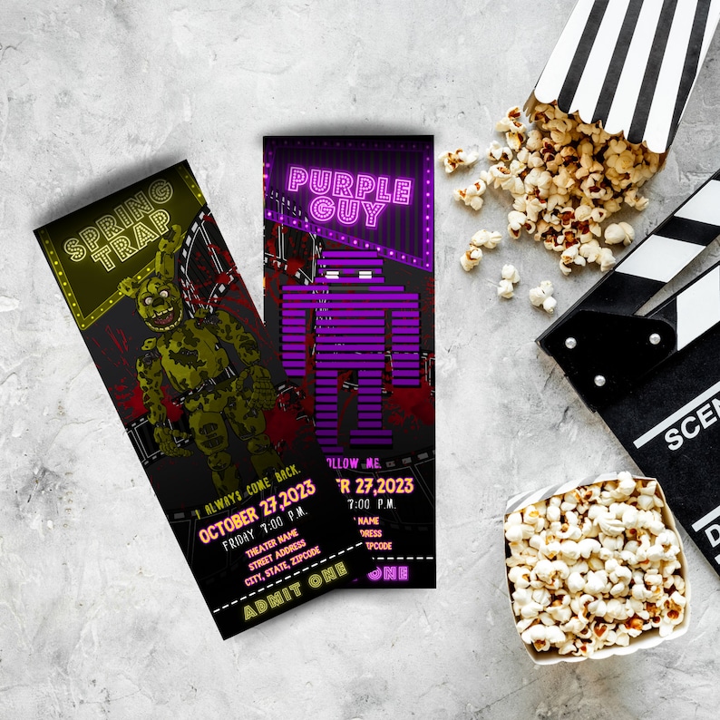 Five Nights at Freddy's Movie Tickets Digital Download and DIY Print