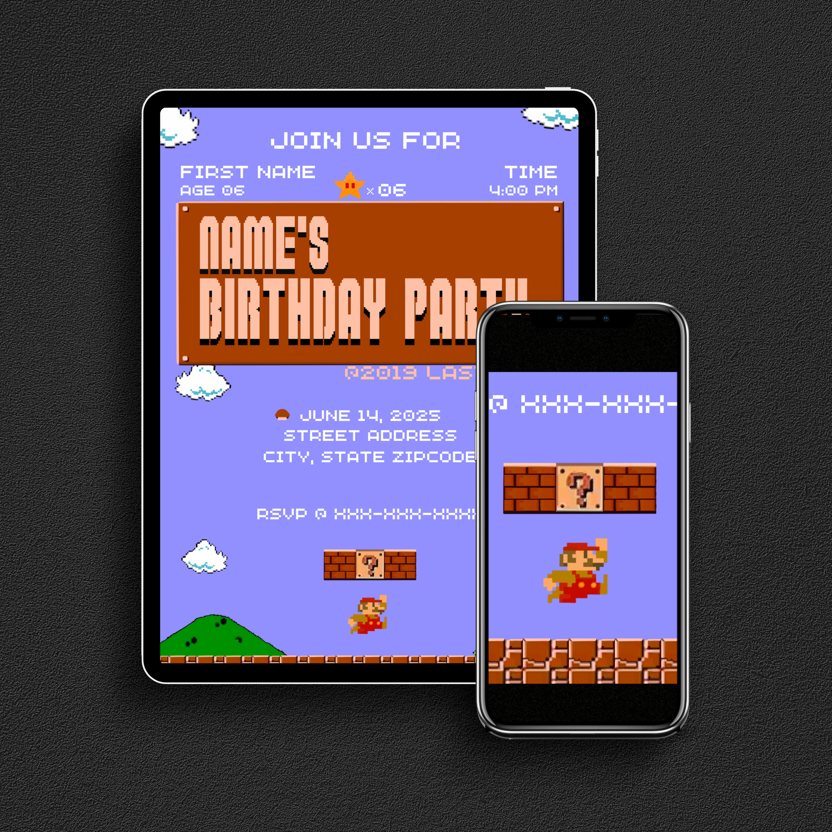 Super Mario Bros Party Invitation Retro Etsy super-mario-bros-party-invitation-retro-etsy