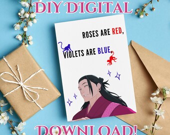 DIY Inspired Geto JJK Valentine's, Birthday, Funny Card for Download and Print