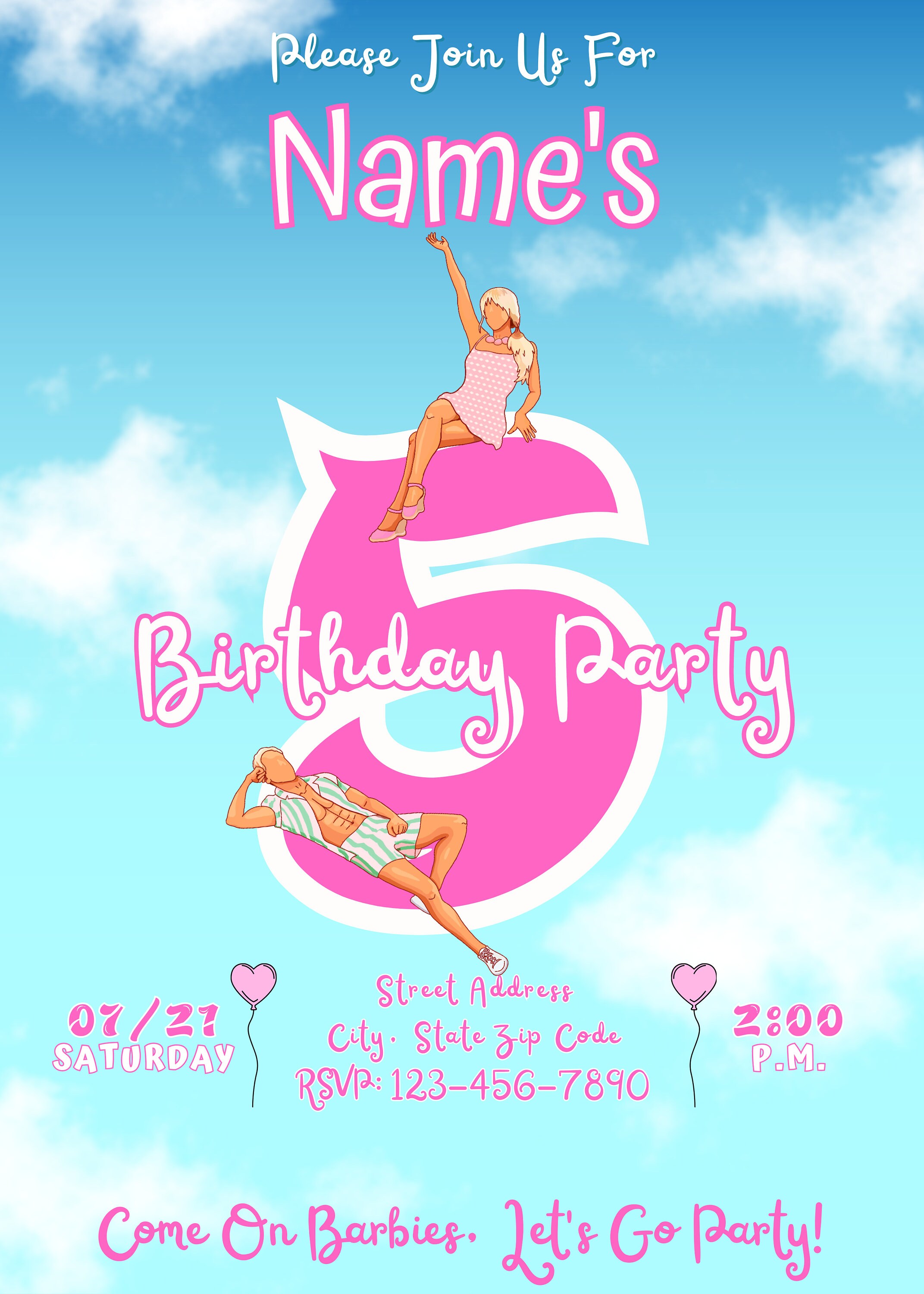 Barbie & Ken Birthday Invitation - Etsy