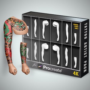 Pacote de braço modelo 3D para tatuador para Procreate