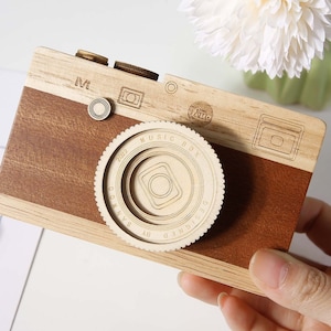Wood Pu Leather Storage Box Retro Style Camera Pattern - Temu