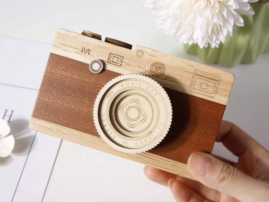 Custom Wooden Camera Music Box, Custom Music Box, Romantic Gift for