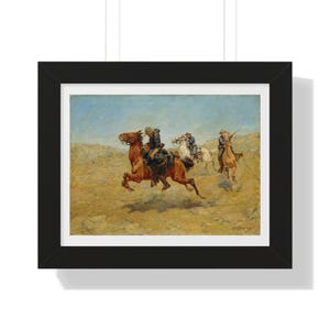 Vintage 1800s Horse Oil Painting Print for Home Decor, Equestrian Framed Poster, Gifts for Horse Lovers, Western Wall Art, Rustic Decor