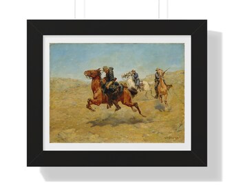 Vintage 1800s Horse Oil Painting Print for Home Decor, Equestrian Framed Poster, Gifts for Horse Lovers, Western Wall Art, Rustic Decor