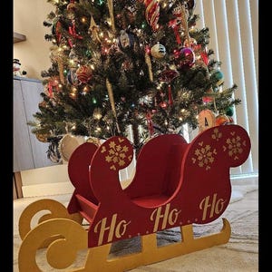 Big Wooden Santa’s Red Sleigh ,gift sleigh grandchil ,Christmas Box Custom XMas Home decoration Newborn props photography props wooden props