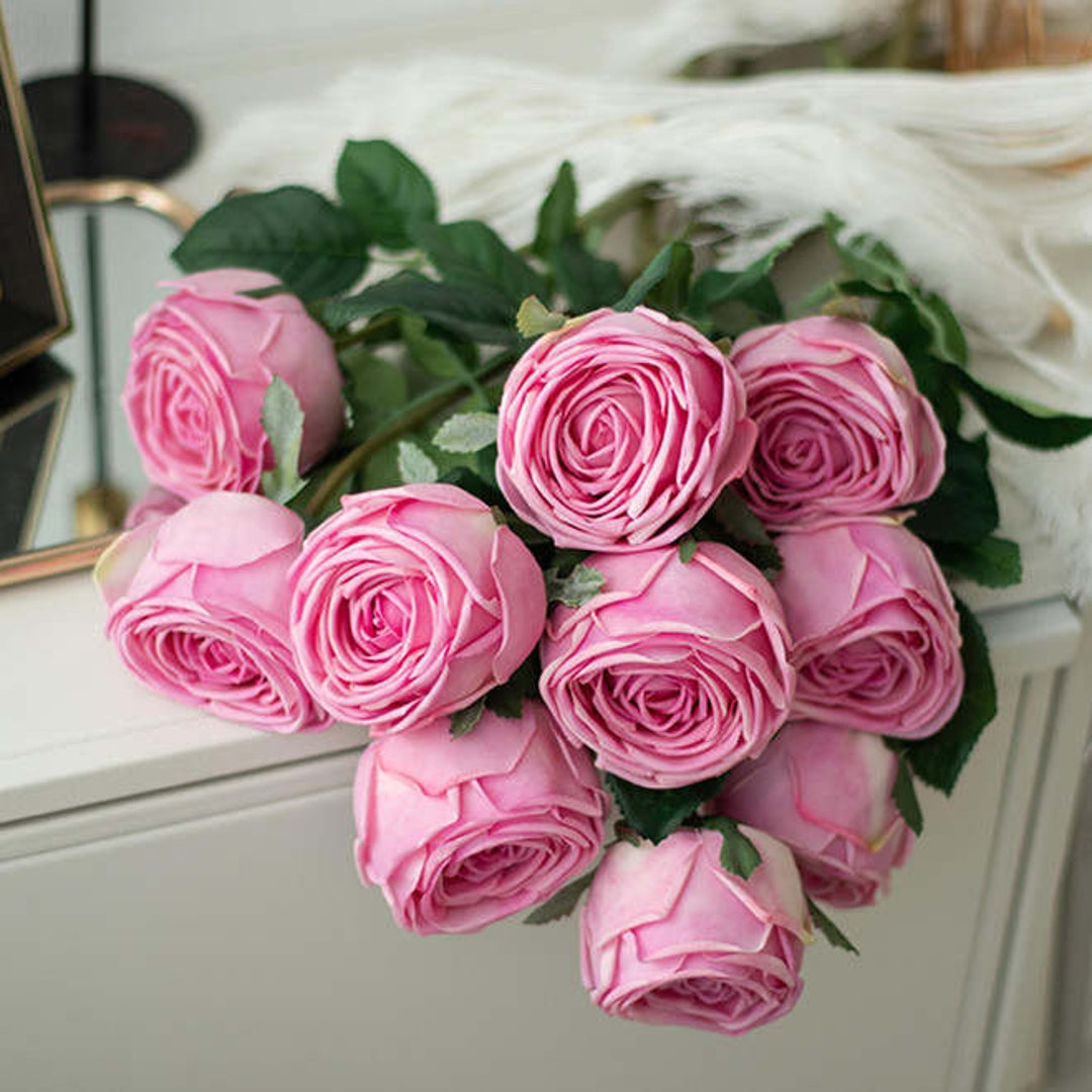 Beautiful Real Touch Latex Flower Rose Bouquet Realistic Etsy