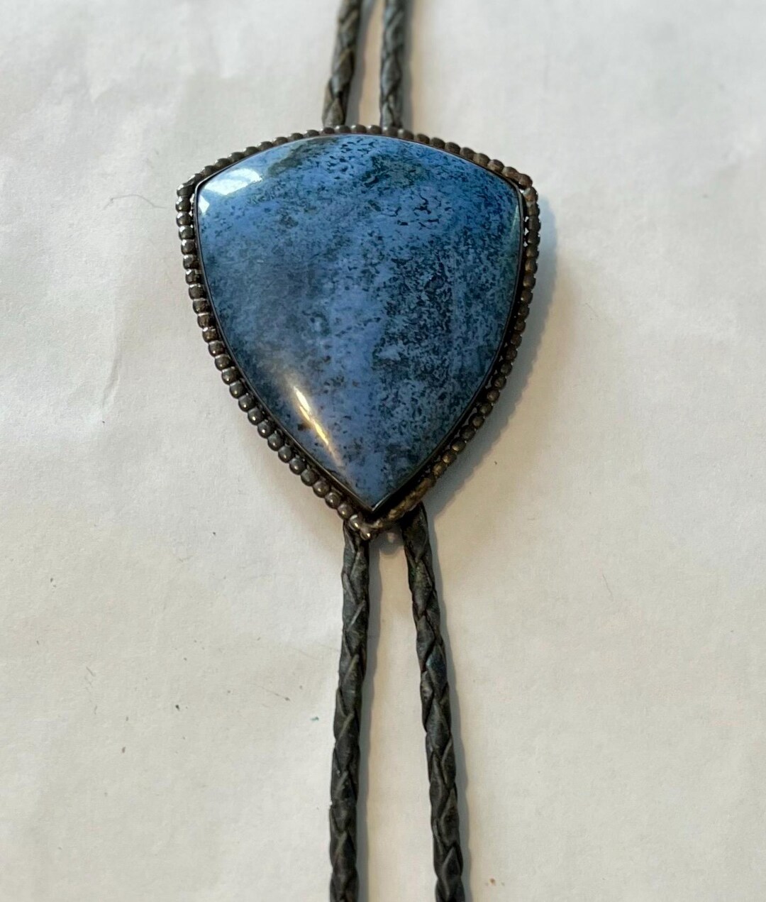 Vintage Zuni Turquoise Bolo Tie | Sterling Silver, Leather Cord - Etsy