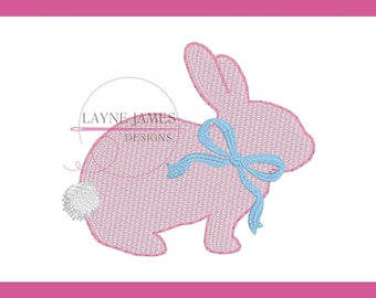 MINI Bunny Silhouette with Bow Filled Stitch Machine Embroidery Applique Design
