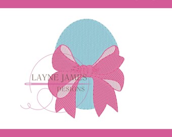 MINI Easter Egg with Bow Filled Stitch Machine Embroidery Applique Design