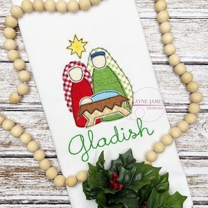 Christmas Nativity Scene Bean Stitch Applique Quick Stitch Vintage Simple Machine Embroidery Design
