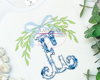 Greenery with Ribbon Fill Stitch Embroidery Applique Quick Stitch Vintage Simple Machine Embroidery Design