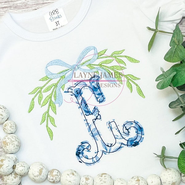 Greenery with Ribbon Fill Stitch Embroidery Applique Quick Stitch Vintage Simple Machine Embroidery Design