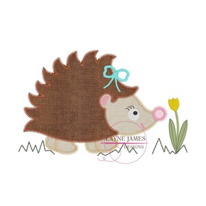 Hedgie Girl in Spring ZigZag Applique Machine Embroidery Design