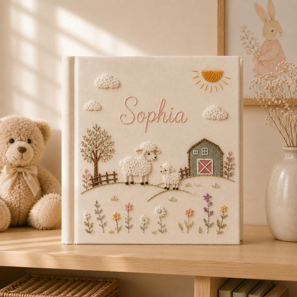 Personalized Baby Photo Album, Linen Baby Memory Book, Custom Name Keepsake Album, Baby Shower Gift, Newborn Scrapbook, Nursery Decor