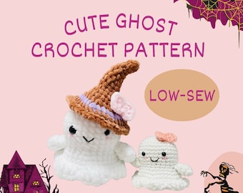 Crochet Ghost Pattern, Cute Ghost Low Sew Pattern, Ghost Plushie, PDF Crochet Pattern, Ghost Crochet Halloween Pattern, Halloween Decor