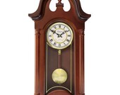 27 Inch Cherry Wood Mahogany Chiming Pendulum Wall Clock