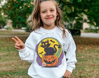 Retro Kids Halloween Sweatshirt: Nostalgic Youth Crewneck