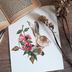 Hare Art Print, Rabbit Watercolor Painting, Animal Wall Art, Nature Printable, DIGITAL DOWNLOAD