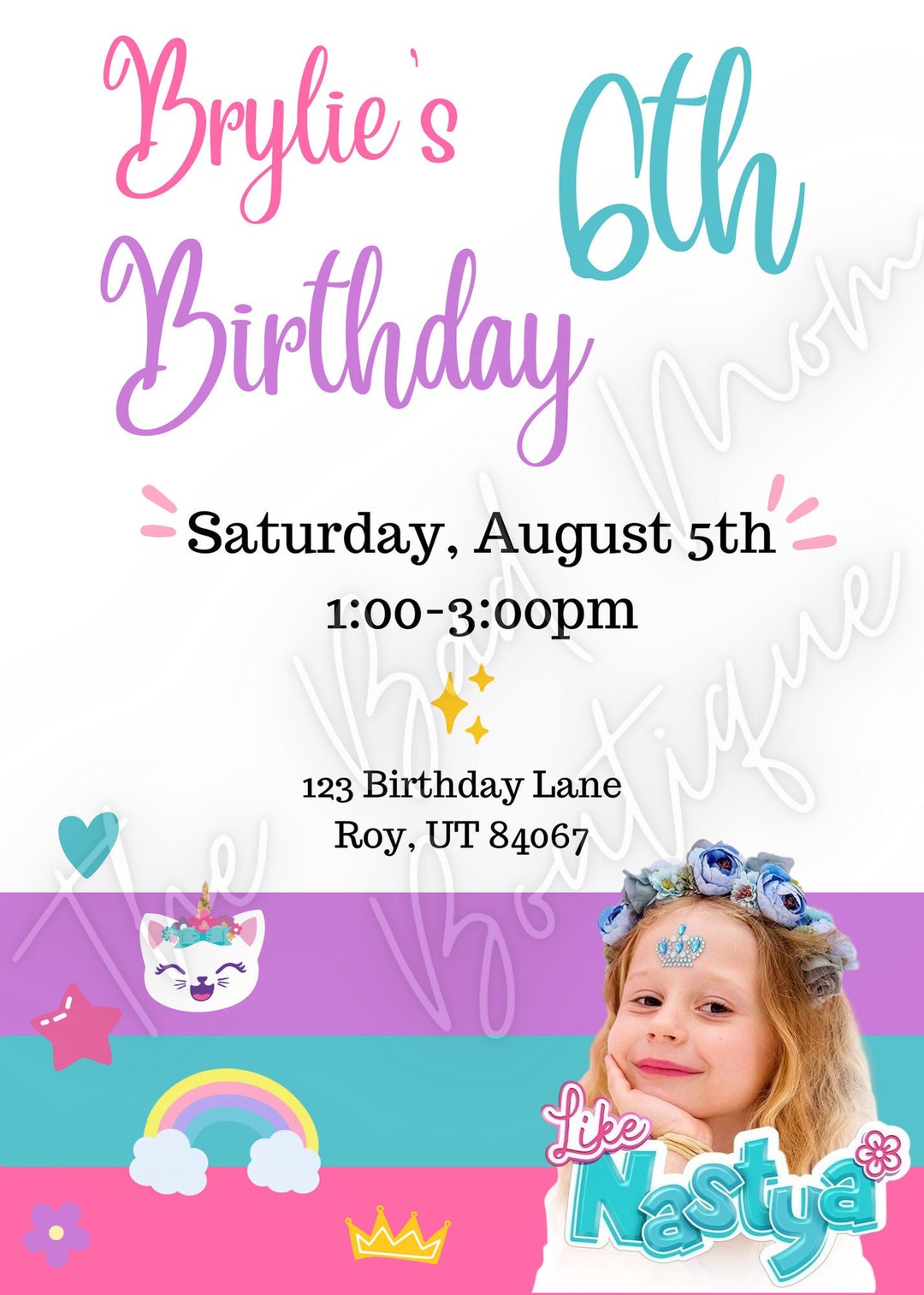 Like Nastya Birthday Invitation - Etsy