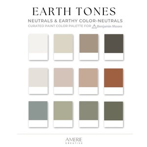 Earth Tone Paint Color Palette Benjamin Moore paint palette earthy neutral house paint colors 2025 warm neutral olive green terracotta rust