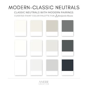 Classic Modern Neutral Paint Color Pallete Benjamin Moore Paint Palette Whole House paint color scheme warm neutral home paint colors
