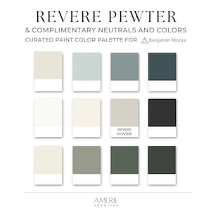 Revere Pewter HC-172  Benjamin Moore Paint color Palette house cabinet exterior warm grey gray greige classic blue green navy quiet moments brewster  narraganset seapearl china white dove ballet black beauty vintage vogue ashwood moss storm cloud