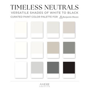 Neutral Paint Color Palette Benjamin Moore paint palette Classic Modern house paint color scheme warm neutral home interior white gray black
