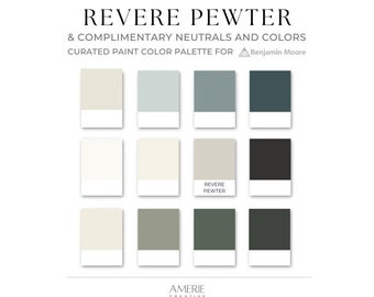 Revere Pewter Benjamin Moore Farb- und Neutralpalette | Warmes Cremeweiß, Greige, Blau, Grau, Grün, Grau, Marineblau McGee Home | AMERIE 2024