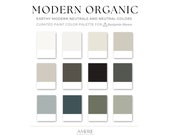 Modern Earthy Neutral Paint Color Palette Benjamin Moore Whole home paint color scheme neutral paint colors dark green black exterior paint