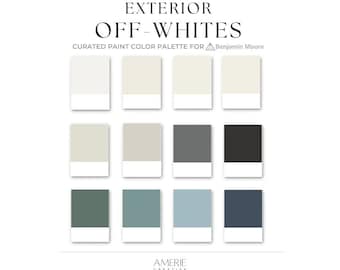 Off-White Exterior Benjamin Moore paint color palette Exterior house paint  color cream warm white exterior paint color 2025 black blue green