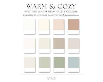 Warm Cozy Home Paint Color Palette Benjamin Moore whole house paint color scheme warm neutral paint colors cream greige taupe paint colors
