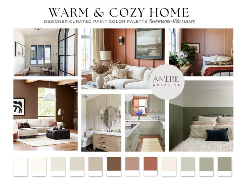 Warm Cozy Home Paint Color Palette Sherwin Williams Paint Palette Whole ...