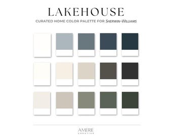 Lakehouse Paint Color Palette Sherwin Williams Modern Coastal house paint color scheme gray blue green grey warm neutral paint colors 2026
