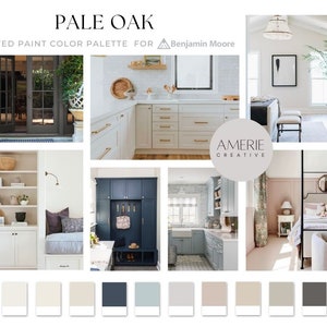 Pale Oak OC-20 Athena Benjamin Moore Paint color Palette colour house home warm neutral white, grey beige greige blue navy, cloud white dove wing classic gray smokey taupe inukshuk thunder iron mountain black beauty hale navy smoke wish meadow pink