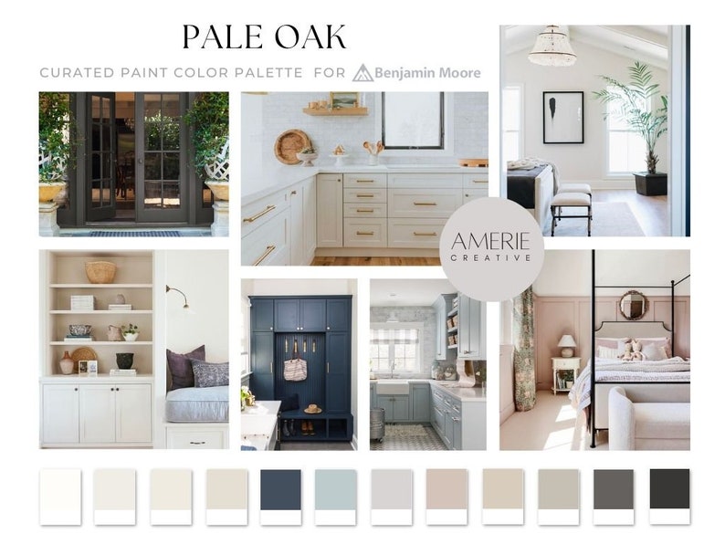 Pale Oak OC-20 Athena Benjamin Moore Paint color Palette colour house home warm neutral white, grey beige greige blue navy, cloud white dove wing classic gray smokey taupe inukshuk thunder iron mountain black beauty hale navy smoke wish meadow pink