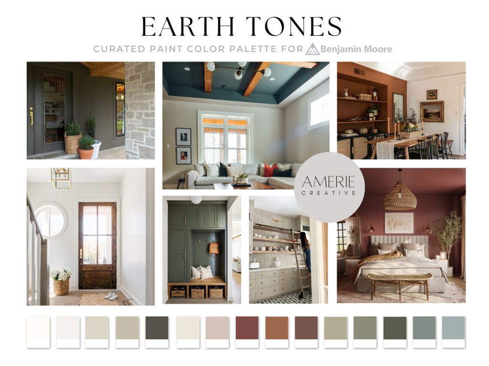 Earth Tones Paint Color Palette Benjamin Moore Paint Palette | Whole ...