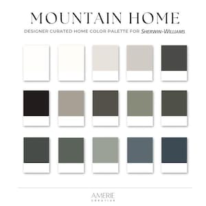 Mountain Home Color Scheme Sherwin Williams paint color palette earthy neutral house paint colors gray green grey greige black exterior