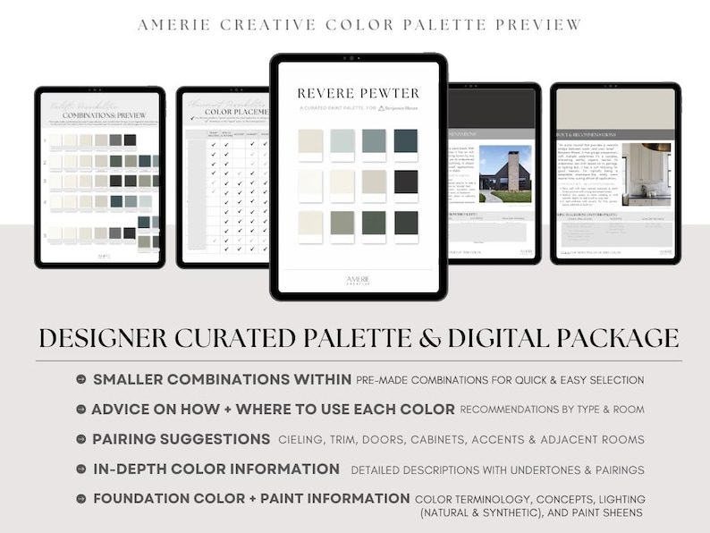 Greer Color Revere Pewter Benjamin Moore Paint Color Palette Whole House Paint ...