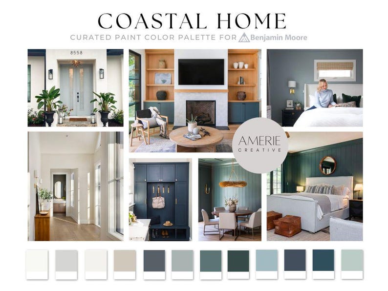 Coastal Paint Color Palette Benjamin Moore Modern Cabin Beach Lake ...