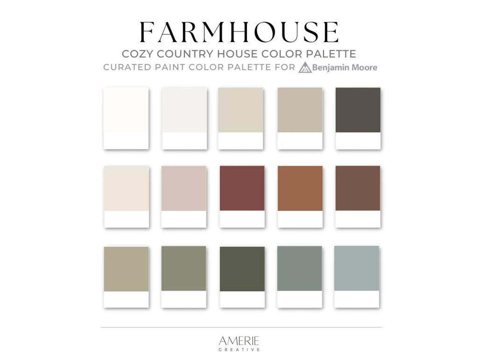 Farmhouse Color Palette Benjamin Moore Paint Palette Rustic Country ...
