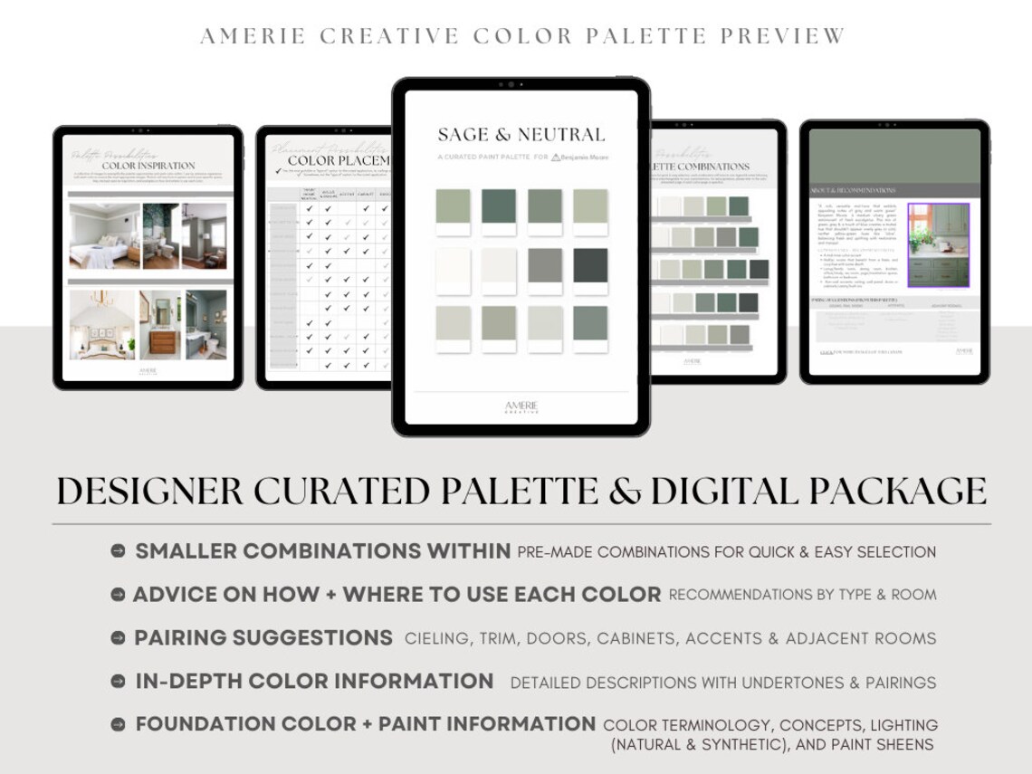 Sage Green & Neutral Paint Color Palette Benjamin Moore Light Dark