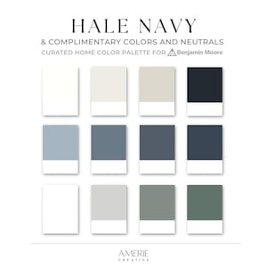 Hale Navy Benjamin Moore Paint Color Palette Hale Navy Coastal home cabin lake house paint color neutral dark green gray blue paint color