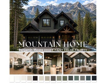 Paleta de colores para casas de montaña de Benjamin Moore. Colores de pintura modernos para casas de montaña. Colores de pintura oscuros para exteriores (2026).