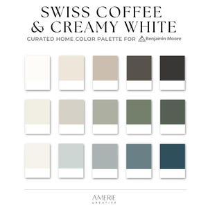 Tavolozza colori Swiss Coffee Benjamin Moore Schema di colori per la casa bianco crema Tavolozza di colori per la pittura di tutta la casa Colori neutri terrosi per la pittura 2026